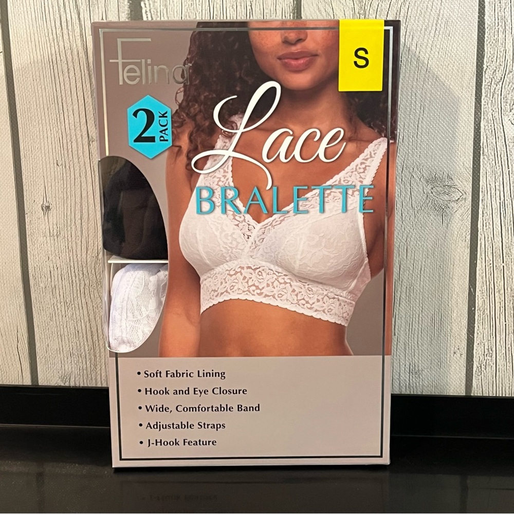 Felina Black and White Lace Bralette - 2 Pack